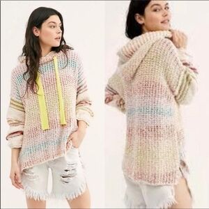 free People sit next to hoodie rainbow colors cotton blend Small